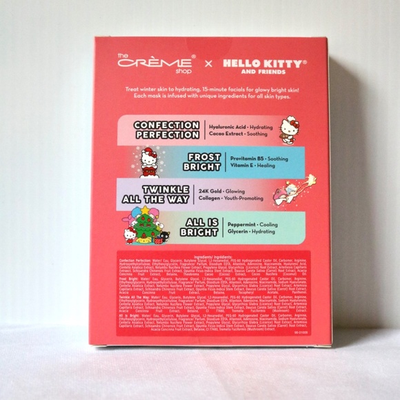 Hello Kitty My Melody Lip Balm Sanrio 4 Piece Face Mask Set Christmas - Picture 2 of 6